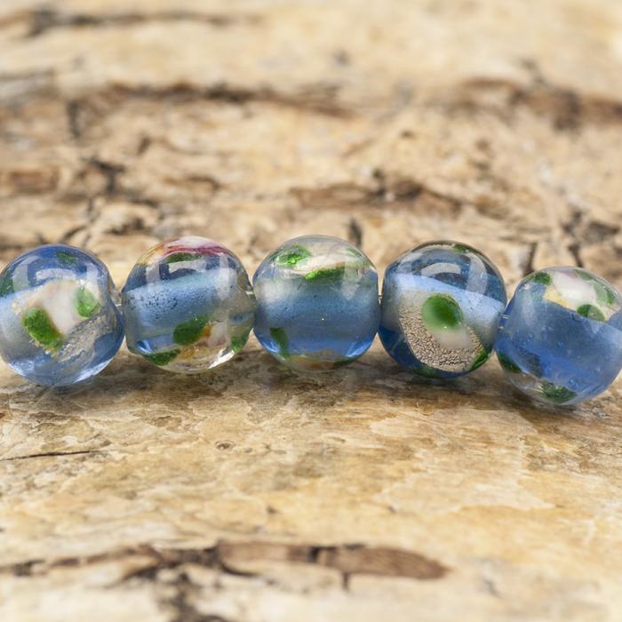 Glaspärla Lampwork 8 mm, Blå (5st)