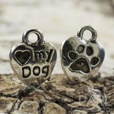 Berlock "My dog" 13x10 mm, Antiksilver (10st)
