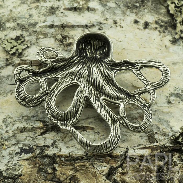 Hänge Bläckfisk 36x43 mm, Antiksilver (st)