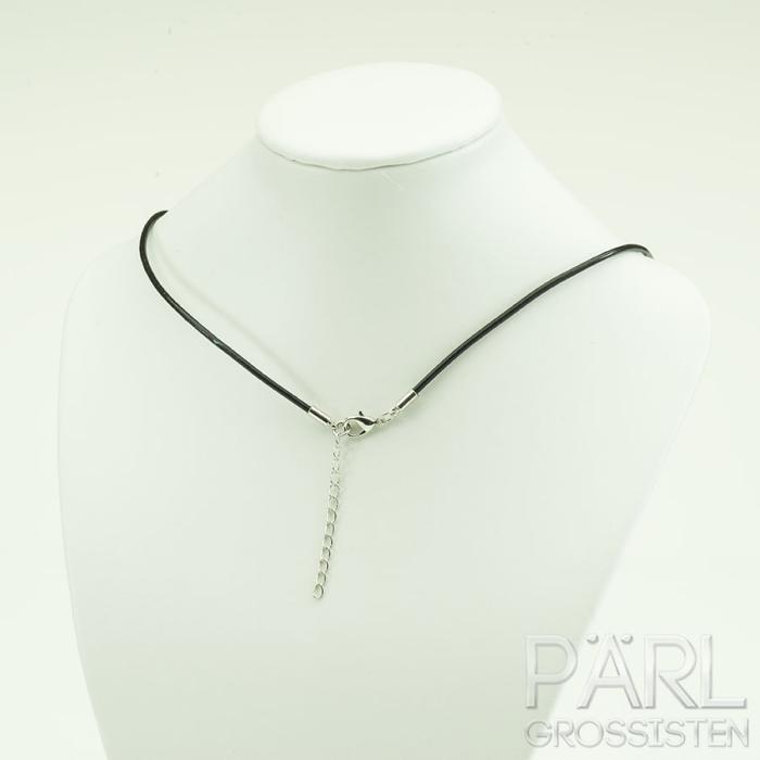 Halsband äkta läder 44-47 cm, Svart (st)