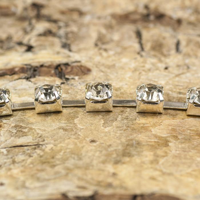 Strasskedja 3,5 mm, Klar/Silverfärg (decimeter)