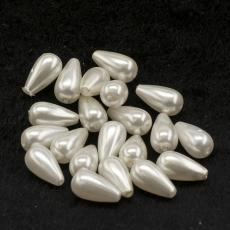 Akrylp&auml;rla Droppe 7x13 mm, Vit (20st)