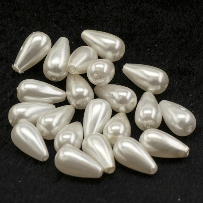 Akrylpärla Droppe 7x13 mm, Vit (20st)