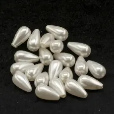 Akrylp&auml;rla Droppe 7x13 mm, Vit (20st)