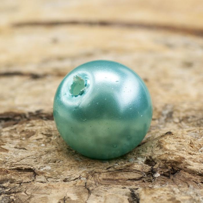 Vaxad glaspärla 8 mm, Turkos (20st)