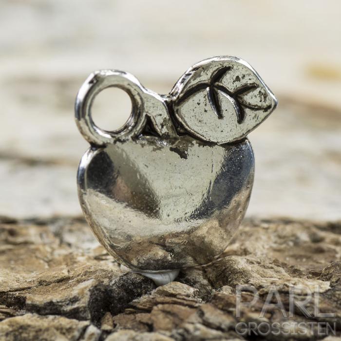 Berlock Äpple 10x10 mm, Antiksilver (15st)