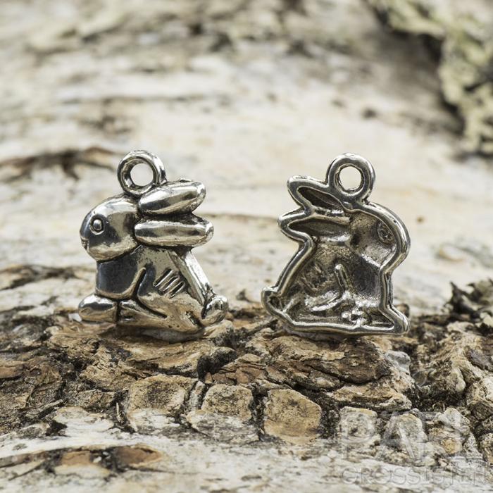 Berlock Kanin 14x13 mm, Antiksilver (10st)