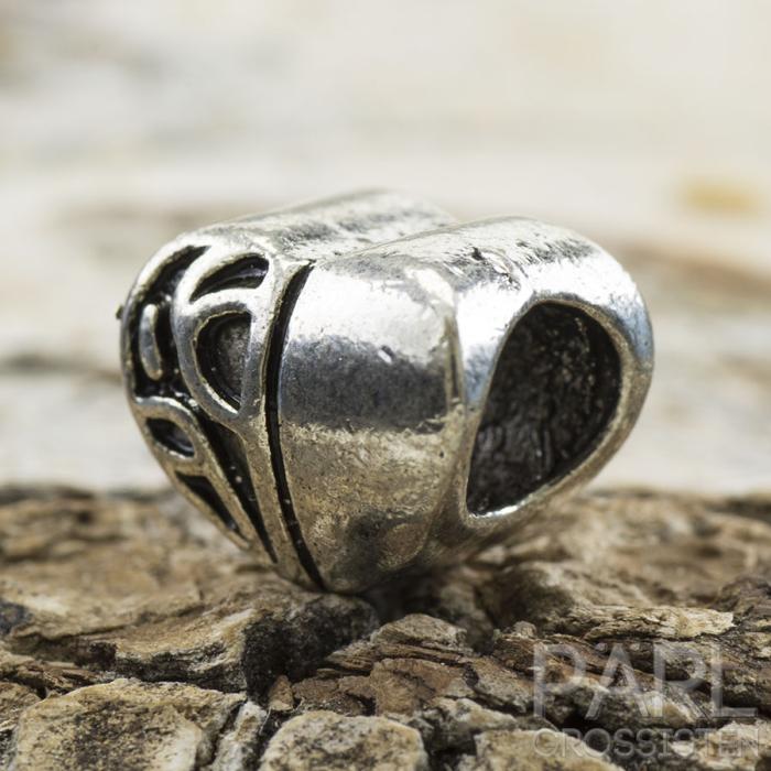 Ormlänkspärla Hjärta 9x11mm, Antiksilver (5st)