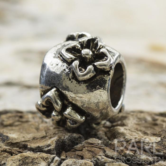 Ormlänkspärla Blomma 10x10 mm, Antiksilver (4st)