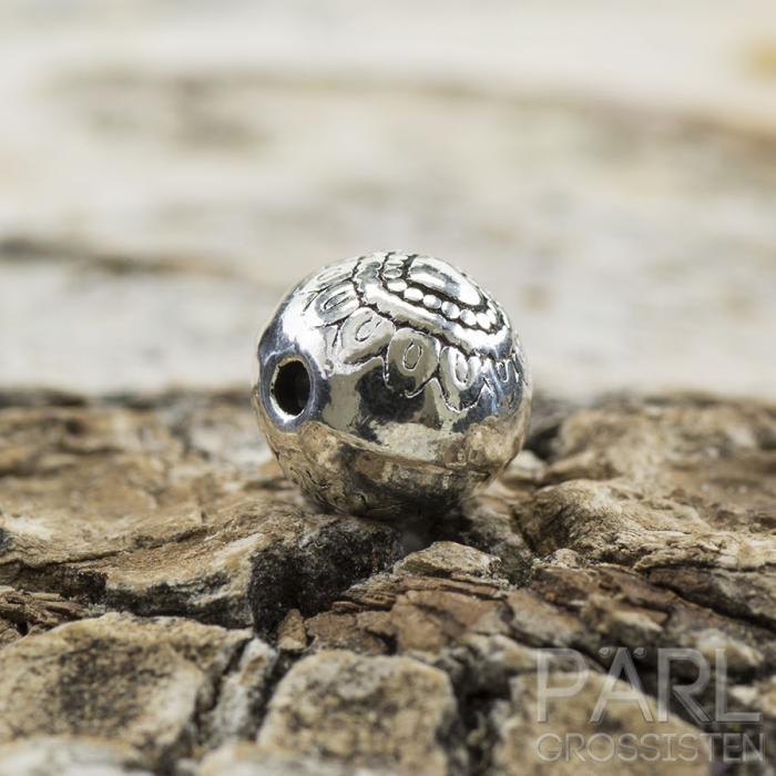 Metallpärla med dekor 6 mm, Antiksilver (10st)