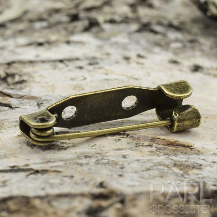 Brosch med platta 20x5 mm, Antikbrons (10st)