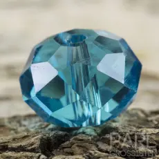 Glaspärla facetterad rondell 12x8 mm, Turkos (5st)