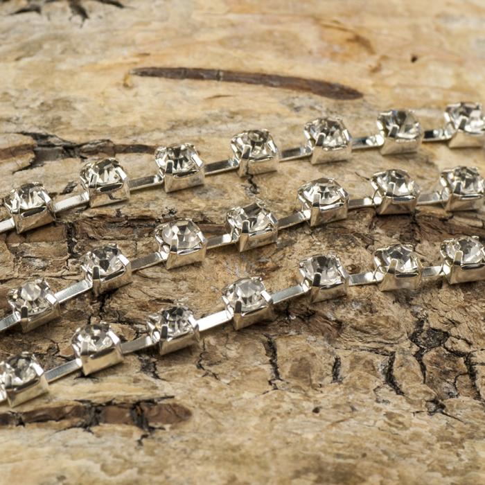 Strasskedja 3,5 mm, Klar/Silverfärg (decimeter)