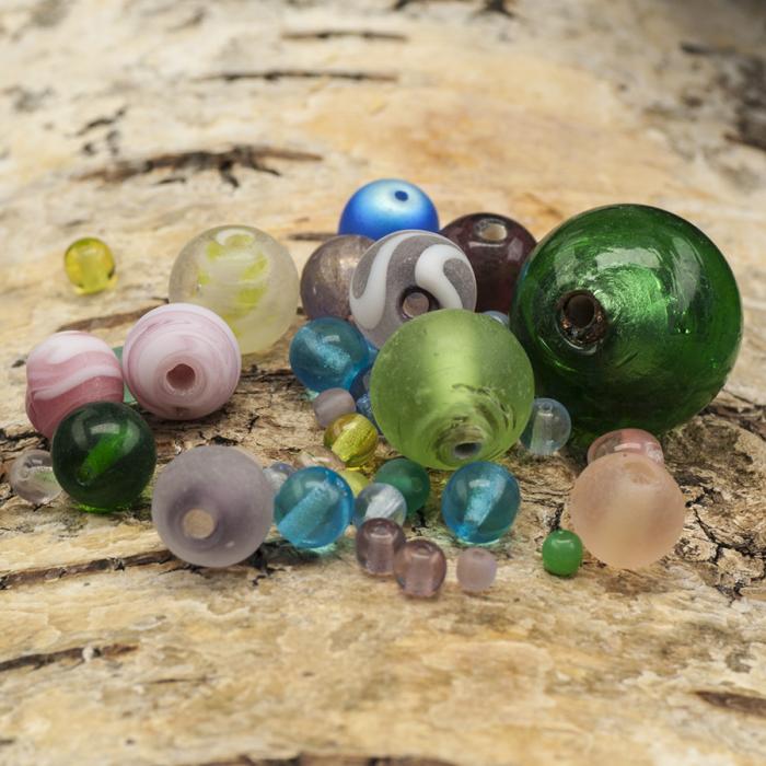 Glaspärla Rund 2,5-14 mm, Färgmix (150g)