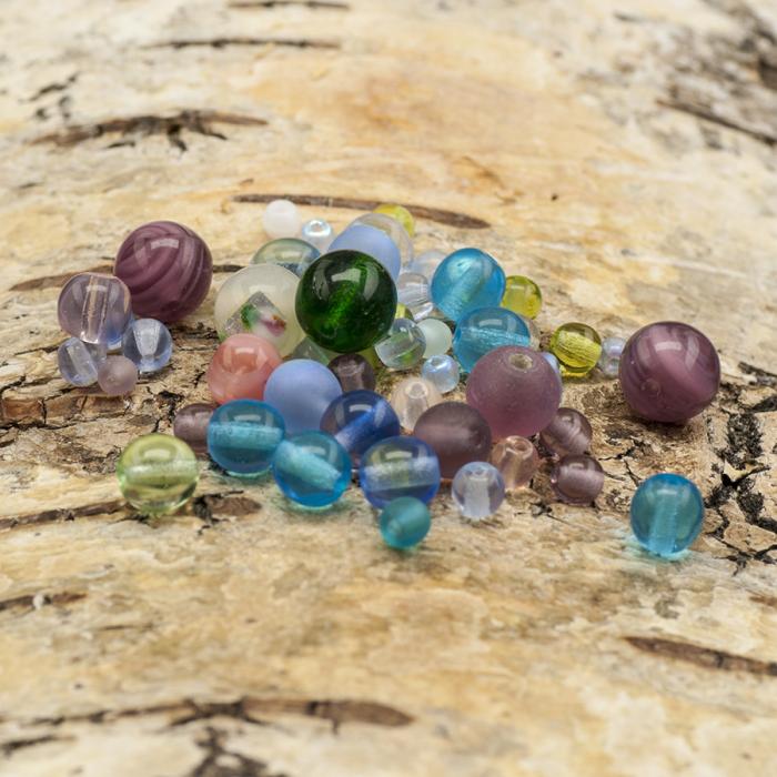 Glaspärla Rund 2,5-14 mm, Färgmix (150g)