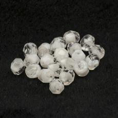Glasp&auml;rla facetterad kula 6 mm, Klar/Vit (20st)