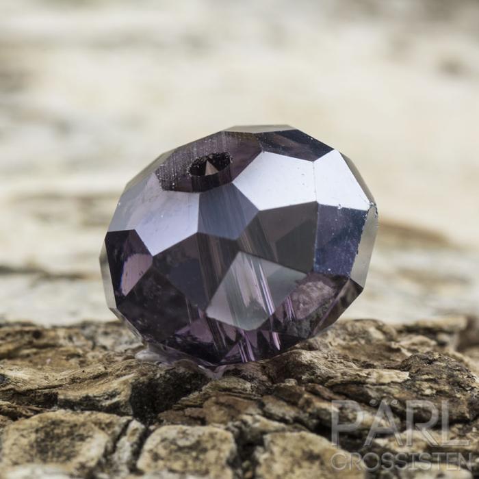 Glaspärla facetterad rondell 12x8 mm, Lila (5st)