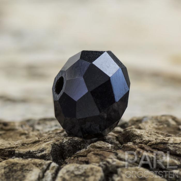 Glaspärla facetterad rondell 8x6 mm, Svart (20st)