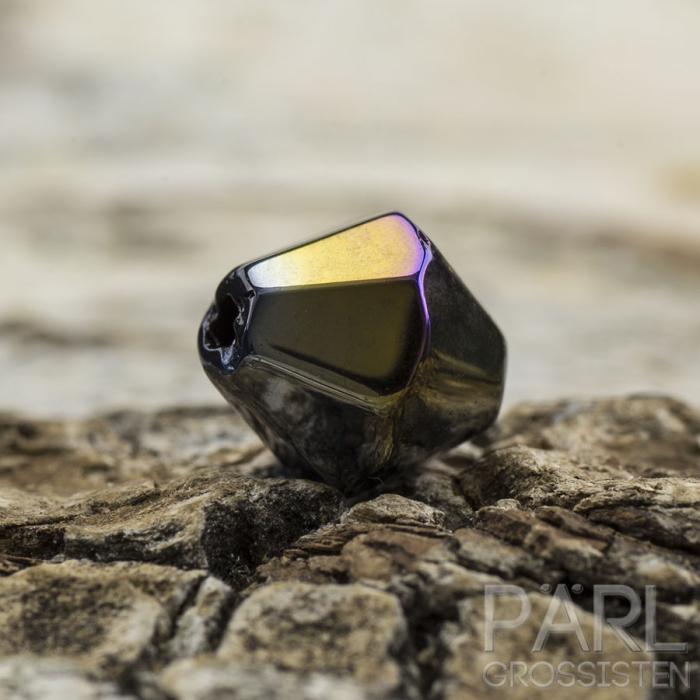 Glaspärla bicone 6 mm, Svart AB (20st)