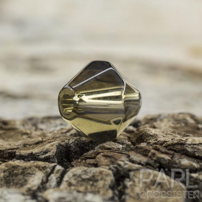Glaspärla bicone 6 mm, Rökfärgad (20st)