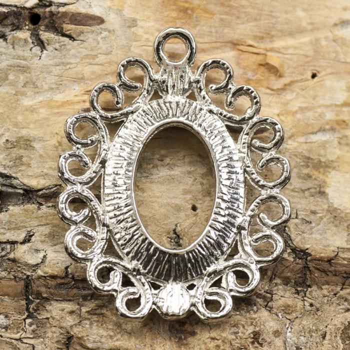 Cabochoninfattning Hänge 25x32 mm, Silverfärg (st)
