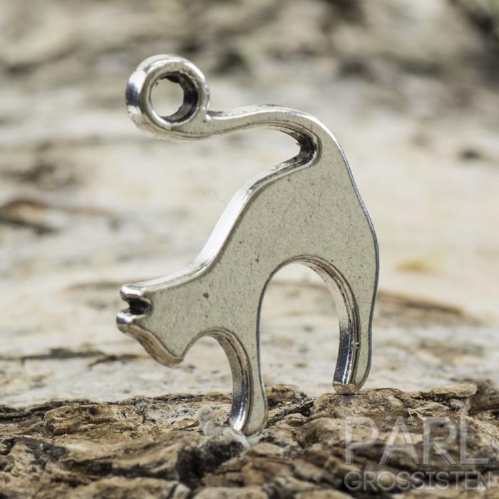 Berlock Katt 19x13 mm, Antiksilver (5st)