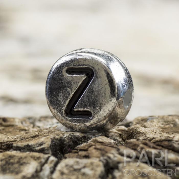 Bokstavspärla Z 7 mm, Silver (25st)
