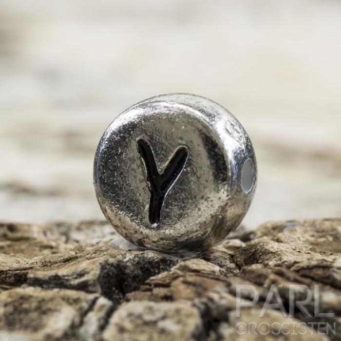 Bokstavspärla Y 7 mm, Silver (25st)