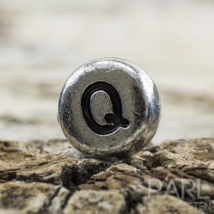 Bokstavspärla Q 7 mm, Silver (25st)