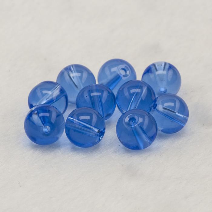 Glaspärla 10 mm, Blå, (10 st)