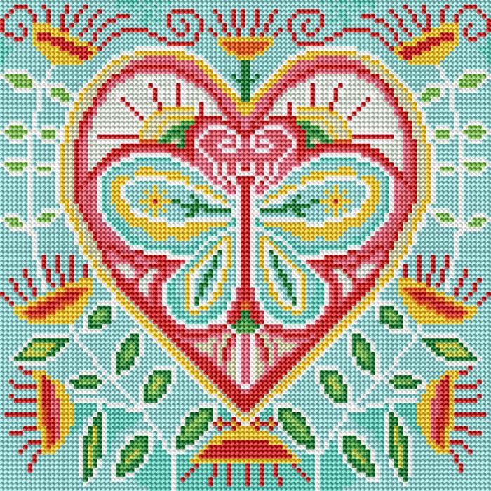 Diamond Painting Canvas 30 x 30 cm, Fjäril i hjärta
