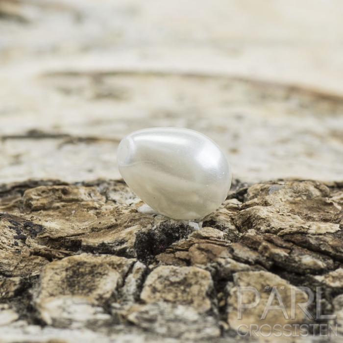 Vaxad glaspärla Droppe 7x5 mm, Vit (5st)