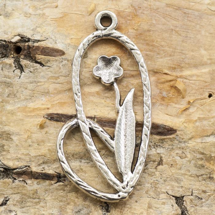 Berlock Blomma 15x31 mm, Antiksilver (st)