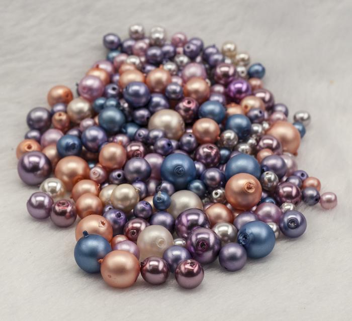 Vaxad glaspärla 4-12 mm, Pastellmix (50g)