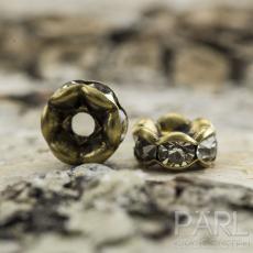 Mellandel Strassrondell 6 mm, Klar/Antikbrons (5st)