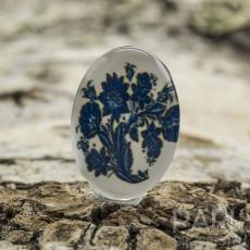 Cabochon Blomma glas 13x18 mm, Blå (st)