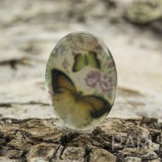 Cabochon Fjäril glas 13x18 mm, Brun (st)
