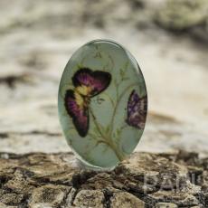 Cabochon Fjäril glas 13x18 mm, Turkos (st)