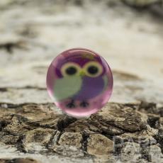 Cabochon Uggla glas 12 mm, Rosa (st)
