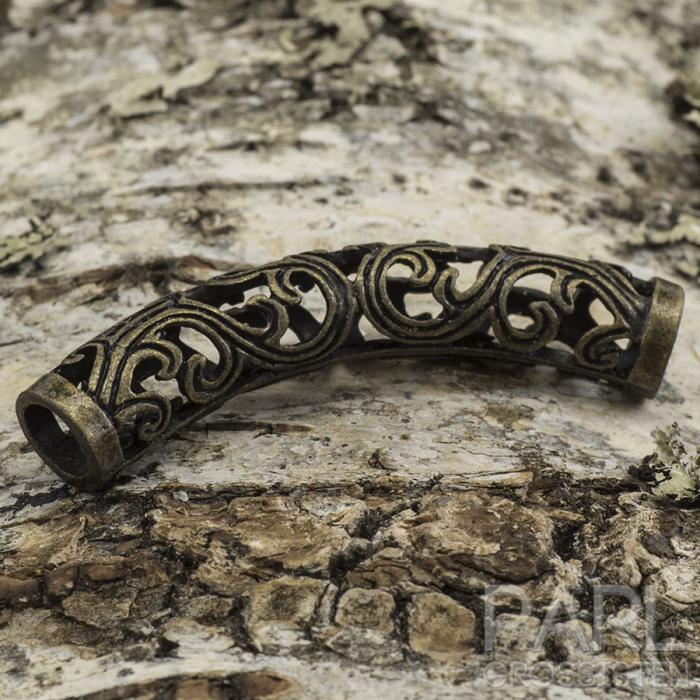 Böjd slider Ornament 51x9 mm, Antikbrons (st)