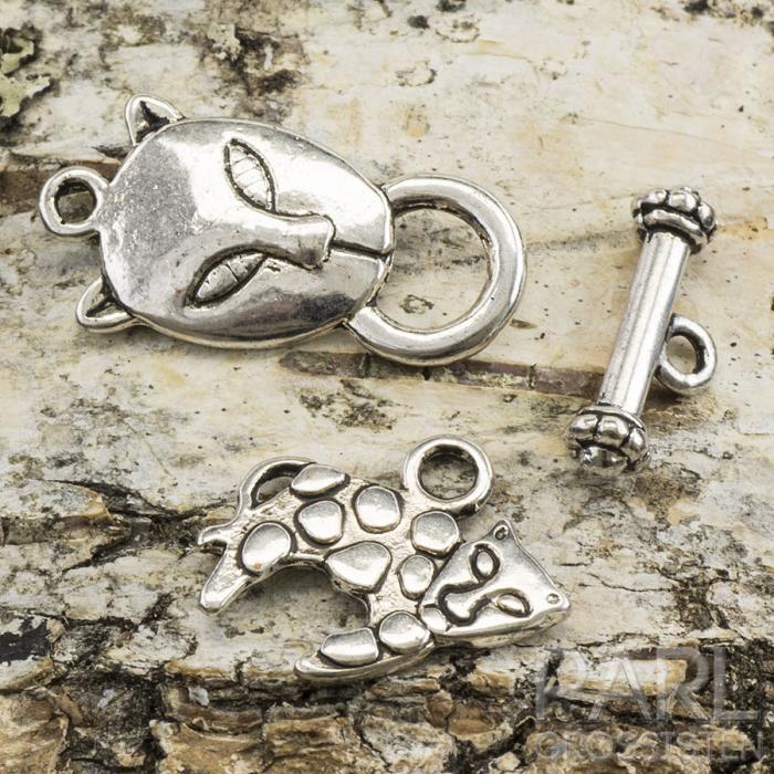 Stavlås+Berlock Leopard, Antiksilver (st)