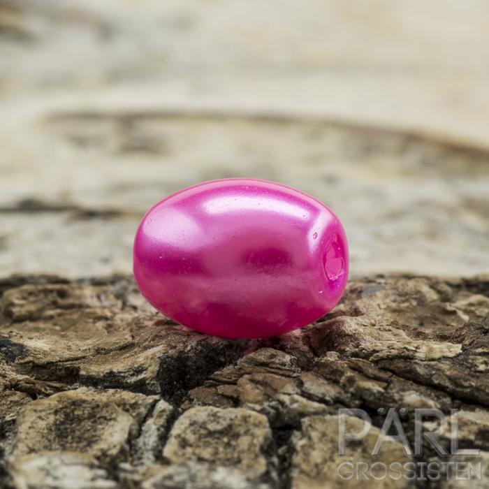 Oval vaxad glaspärla 8x6 mm, Cerise (20st)