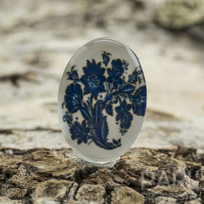 Cabochon Blomma glas 13x18 mm, Blå (st)