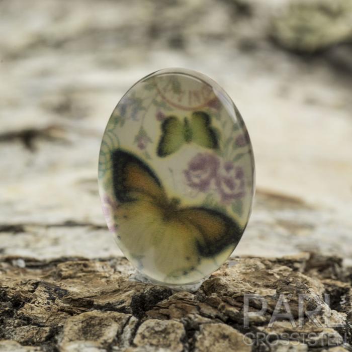 Cabochon Fjäril glas 13x18 mm, Brun (st)