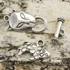 Stavlås+Berlock Leopard, Antiksilver (st)