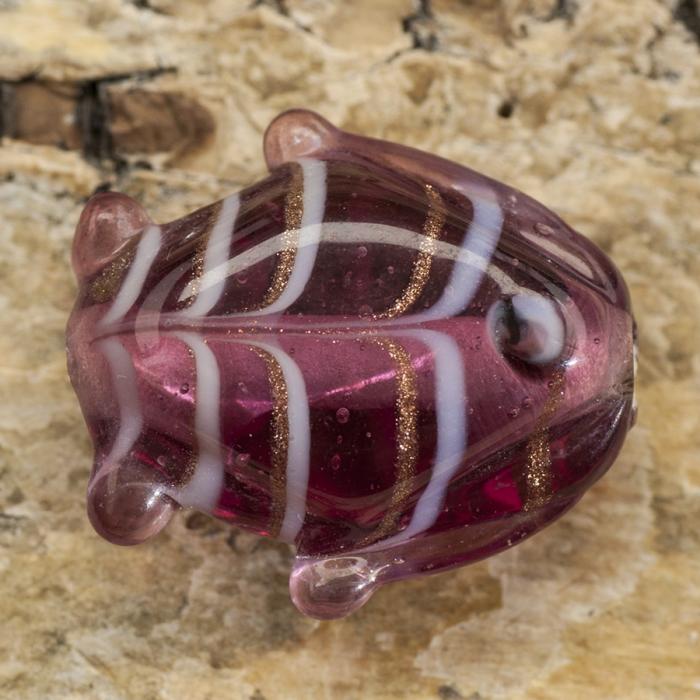 Handgjord Glaspärla Fisk 17x19 mm, Rosa (st)
