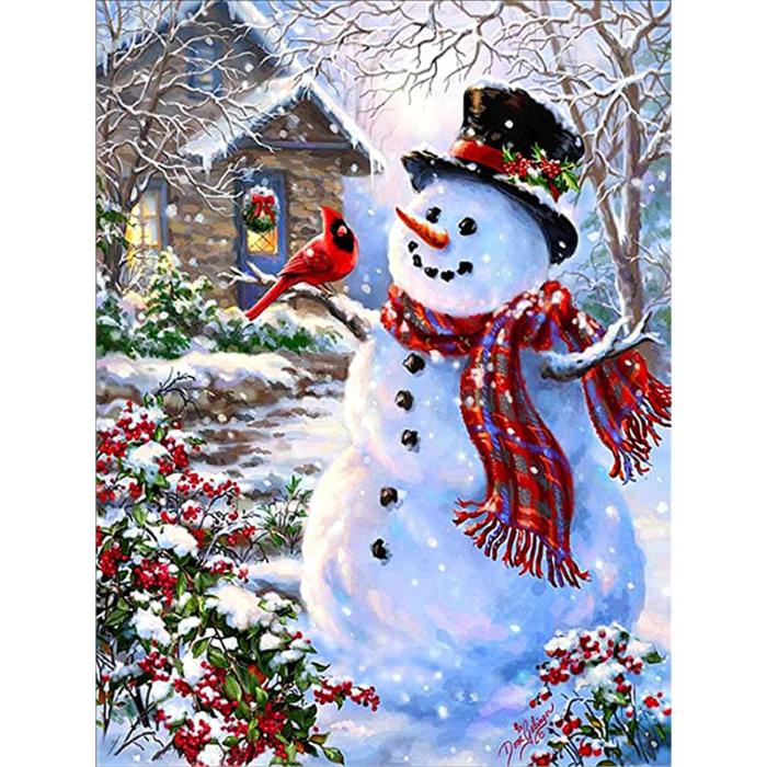 Diamond Painting Canvas 40 x 50 cm, Snögubbe