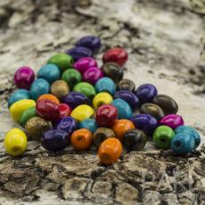 Träpärla 6x4 mm, Färgmix (100st)