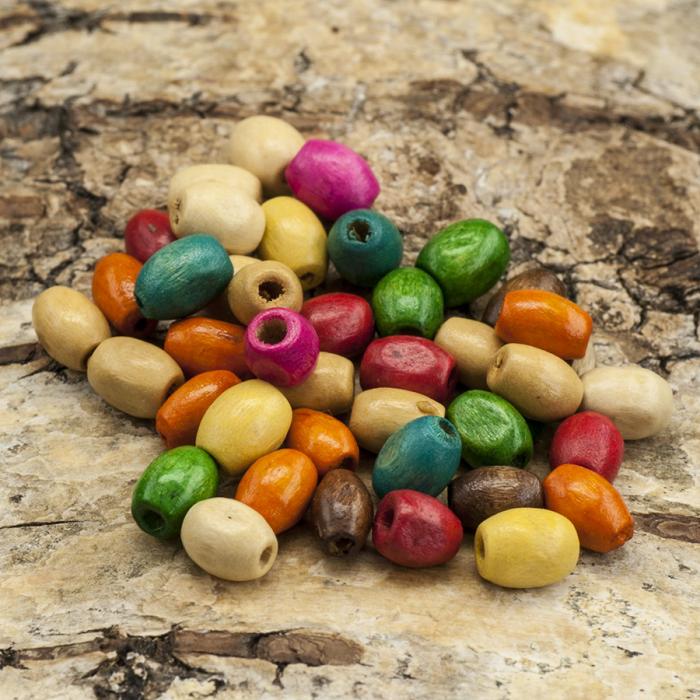 Träpärla 6x4 mm, Färgmix (100st)