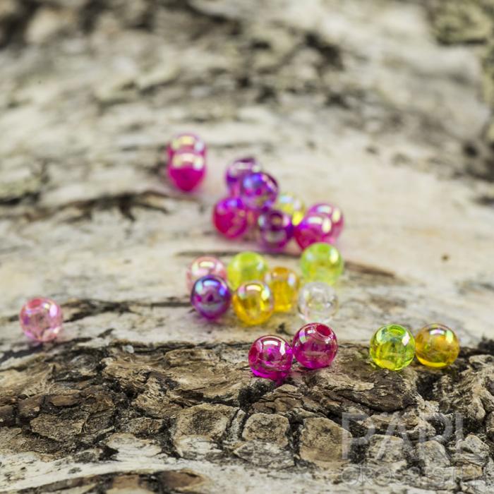 Rund akrylpärla 4 mm, Transparent mix (100st)